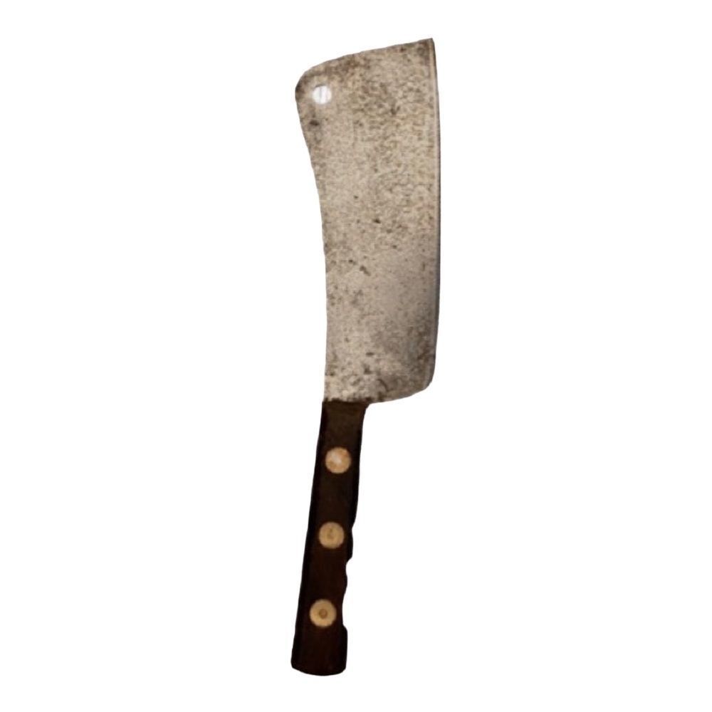 Vintage Antique Meat Cleaver w Wood Handle 3 Brass Pin 12 Inch